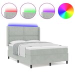 Lit à ressorts vidaXL avec matelas et lumière LED Gris clair 140x190 cm Velours