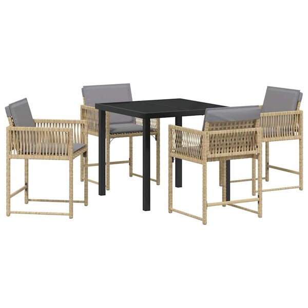 vidaXL Ensemble de salle à manger pour jardin 5 Pièces Beige polyrotin