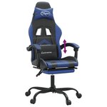vidaXL Chaise de jeu avec repose-pied Noir et bleu Similicuir