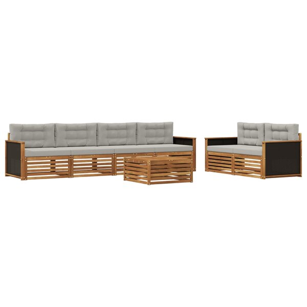 vidaXL Ensemble de canapés d'extérieur 7 pc Naturel et gris clair