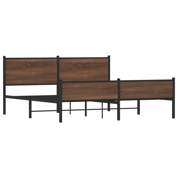 vidaXL Cadre de lit en métal sans matelas chêne marron 160x200 cm