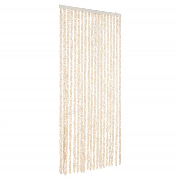 vidaXL Rideau anti-mouches beige et blanc 56x185 cm chenille