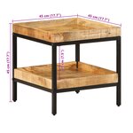 vidaXL Table d'appoint 45x45x45 cm Bois massif Bois de manguier rugueux