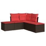 vidaXL Salon de jardin avec coussins 5 Pièces marron résine tressée