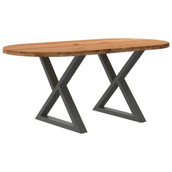 vidaXL Table à manger marron clair bois de chêne massif ovale
