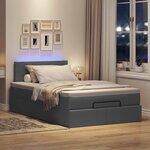 vidaXL Lit ottoman avec matelas et LED gris foncé 120x190 cm tissu