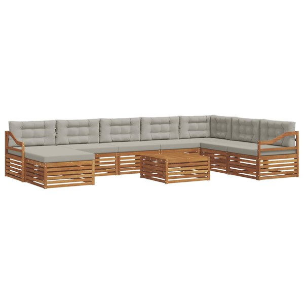 vidaXL Ensemble de canapés d'extérieur 9 pc Gris Naturel et Clair