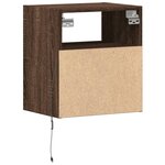 vidaXL Table de chevet murale avec lumières LED chêne marron