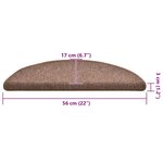 vidaXL Tapis d'escalier 30 pièces 56 x 17 x 3 cm Marron Demi-rond