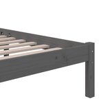 vidaXL Cadre de lit Gris Bois massif 135x190 cm Double