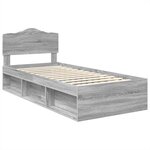 vidaXL Cadre de lit Gris Sonoma 90 x 190 cm Bois de pin massif