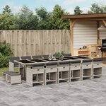 vidaXL Ensemble à manger de jardin et coussins 17 Pièces gris clair rotin