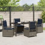 vidaXL Set de Salle à Manger de Jardin 5 Pièces en Rattan Poly Gris