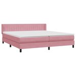 vidaXL Sommier à lattes de lit avec matelas rose 180x220 cm velours