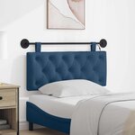 vidaXL Tête de lit suspendue Avec lumière LED Bleu Tissu
