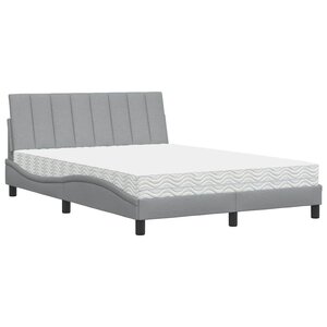 vidaXL Lit avec matelas Hanko gris clair 140x190 cm tissu