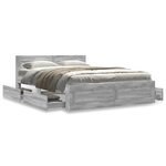 vidaXL Cadre de lit et tête de lit sans matelas sonoma gris 120x190 cm
