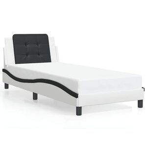 vidaXL Cadre de lit sans matelas Zadar blanc et noir 90x200 cm similicuir