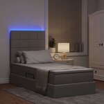 vidaXL Lit de rangement LED avec matelas Taupe 90 x 200 cm Tissu
