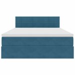 vidaXL Lit de Rangement avec matelas Bleu foncé 140 x 200 cm Velours