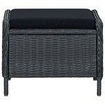 vidaXL Chaise inclinable de jardin tabouret résine tressée gris foncé
