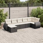 vidaXL Salon de jardin 7 Pièces avec coussins noir résine tressée