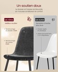 Chaises de salle à manger lot de 4 support métallique pieds réglables nettoyage facile chaises de cuisine tissu chenille PU texturé gris 12_0004985