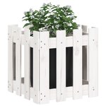 vidaXL Jardinière avec design de clôture blanc 40x40x40 cm pin massif