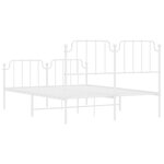vidaXL Cadre de lit métal avec tête de lit/pied de lit blanc 135x190cm