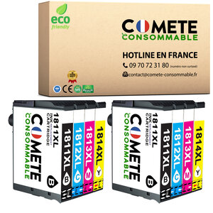 COMETE 18XL lot de 8 Cartouche Compatible Epson,Entreprise française