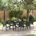 vidaXL Ensemble de salle à manger pour jardin 7 Pièces Noir Poly rotin