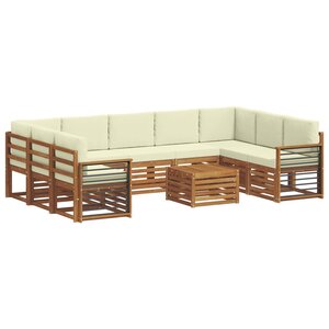 vidaXL Ensemble de canapés d'extérieur 10 pc Naturel et Crème