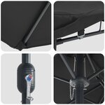 vidaXL Parasol de jardin Noir 385 x 209 x 244 cm tissu