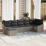 vidaXL Ensemble de canapé de jardin 7 Pièces Gris clair Poly rotin
