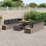 vidaXL Ensemble de canapé de jardin 11 Pièces Gris Poly rotin