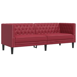vidaXL Canapé à 3 places Chesterfield rouge bordeaux similicuir