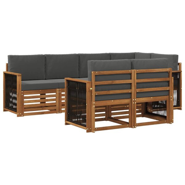 vidaXL Ensemble de canapés d'extérieur 6 pc Naturel et Anthracite