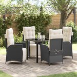 vidaXL Set de salle à manger de jardin 5 pièces en rattan poly noir