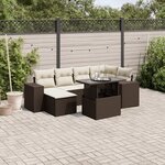 vidaXL Salon de jardin avec coussins 7 Pièces marron résine tressée