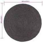 vidaXL Tapis fait à la main Jute Rond 180 cm Gris foncé