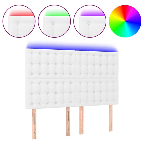 vidaXL Tête de lit à LED Blanc 144x5x118/128 cm Similicuir