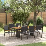 Ensemble de salle à manger de jardin 9 pièces vidaXL en poly rattan noir