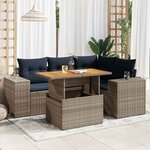 vidaXL Salon de jardin 5 Pièces avec coussins gris résine tressée