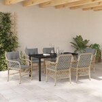 vidaXL Ensemble de salle à manger pour jardin 7 Pièces Beige Poly rotin