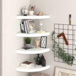 vidaXL Étagères d'angle flottantes 4Pièces blanc brillant 35x35x3 8cm MDF