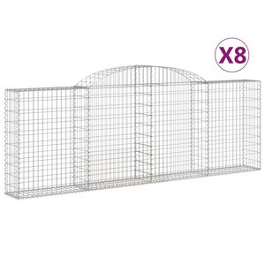 vidaXL Paniers à gabions arqués 8 Pièces 300x30x100/120 cm fer galvanisé