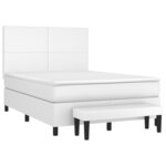 vidaXL Sommier à lattes de lit avec matelas Blanc 140x200cm Similicuir