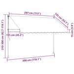 vidaXL Auvent manuel rétractable avec LED 300 cm Anthracite