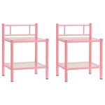 vidaXL Tables de chevet 2 Pièces Rose et transparent Métal et verre