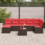 vidaXL Ensemble de Canapés avec coussin Marron et rouge polyrotin